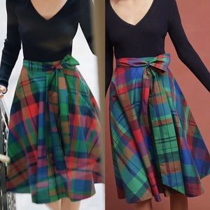 GUC ANTHROPOLOGIE Maeve A-line MIDI skirt plaid sz6